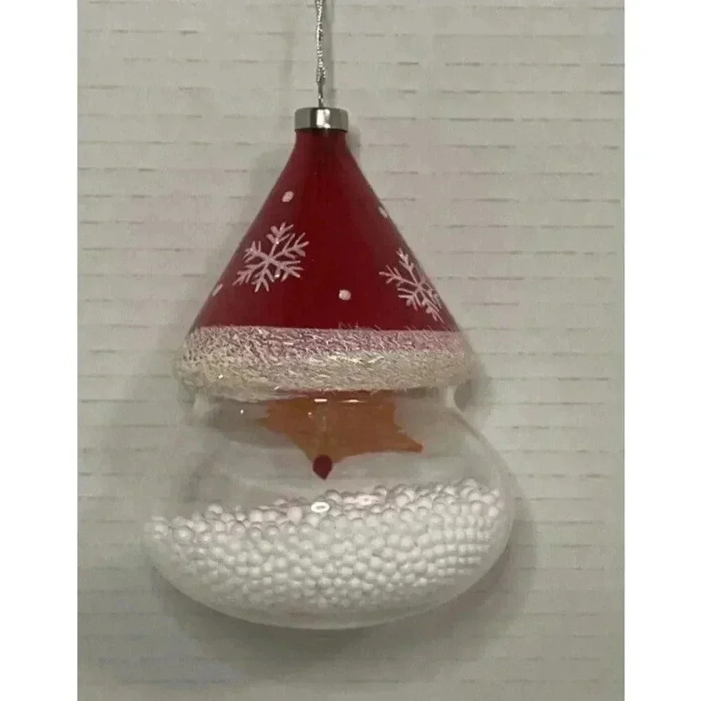Santa Glass Ornament With‎ Faux Snow On The Inside 4 1/2 Inches
